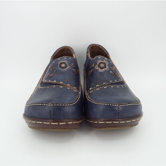 Spring Step L'Artiste Burbank Blue Floral Leather Clogs Size 40 - Picture 6 of 10